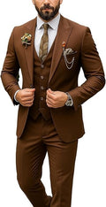Men’s Premium Chocolate Brown 3-Piece Formal Suit Set (Jacket + Waistcoat + Trousers)
